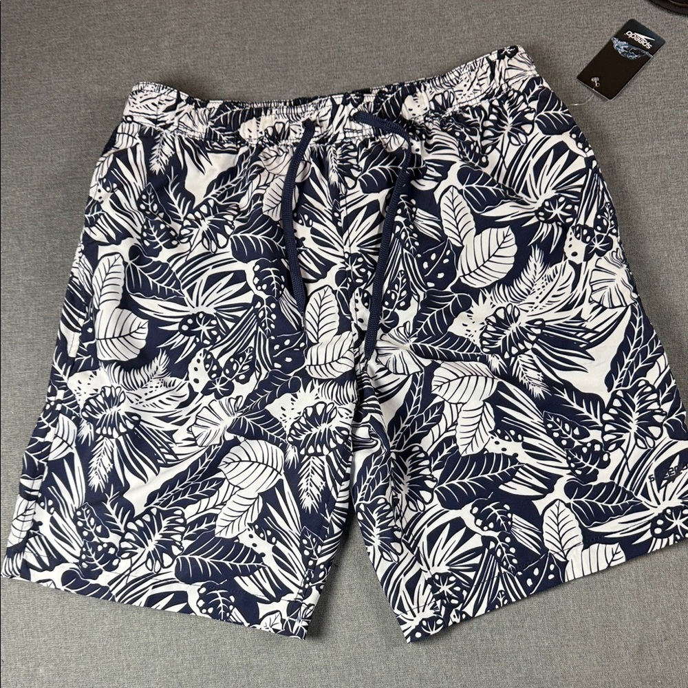 Speedo Navy and White Tropical Men's‎ Board Shorts Size Large